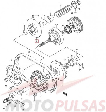 Suzuki LT-A400 02-10m perdavimo sistemos detalė. Kodas 21240-38F02 Face, movable drive